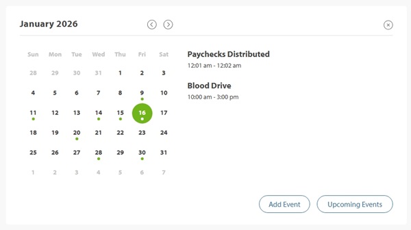 screen capture of the Inside Carilion event calendar