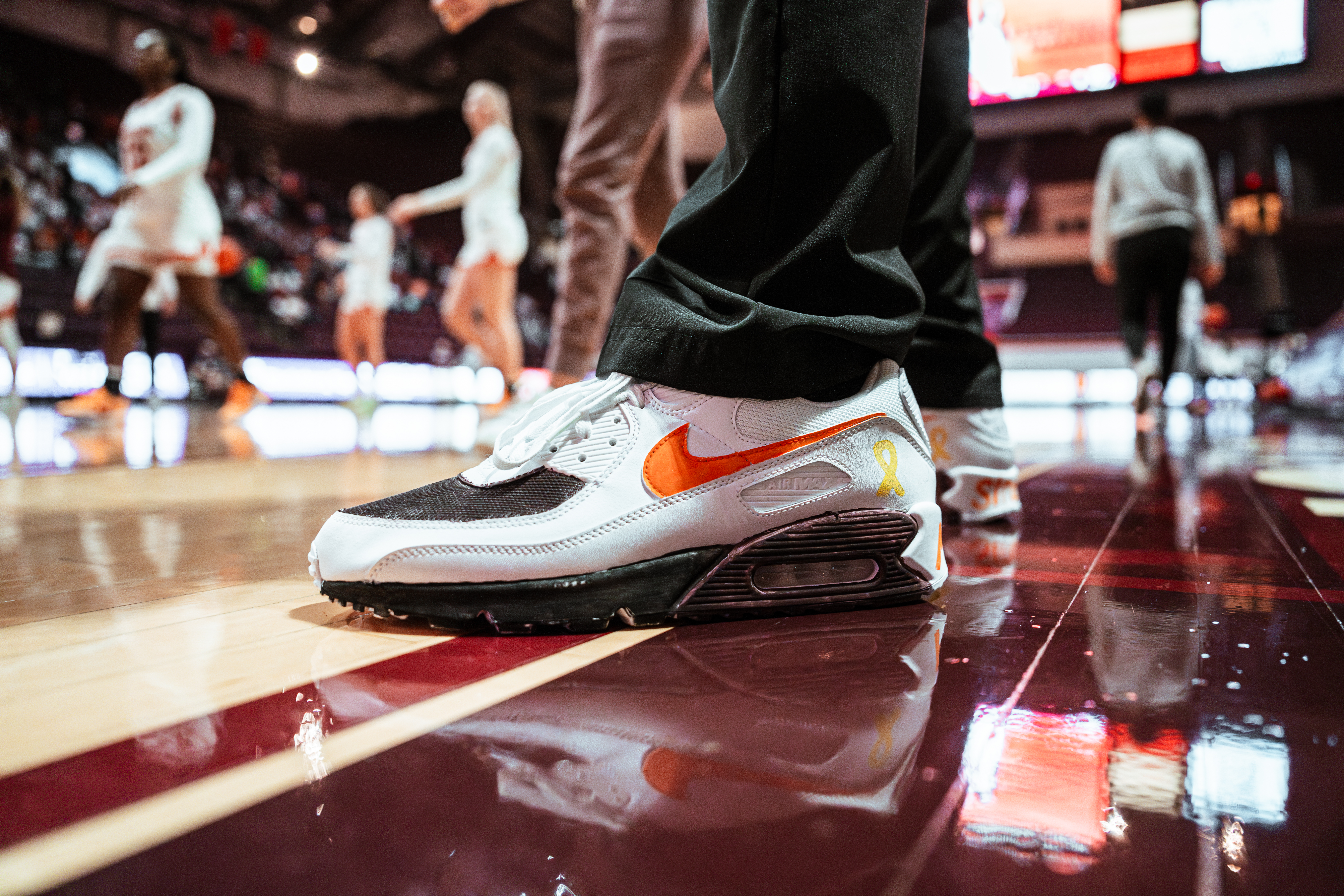 closeup of Shoes4Hope sneaker at Virginia Tech Women's Basketball game