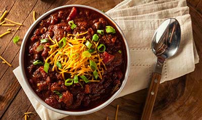 A bowl of veggie chili.