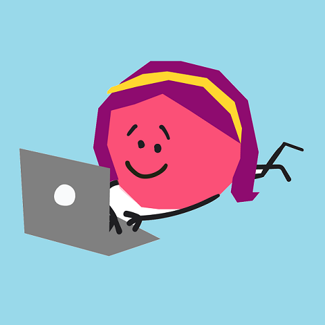 blobby with laptop