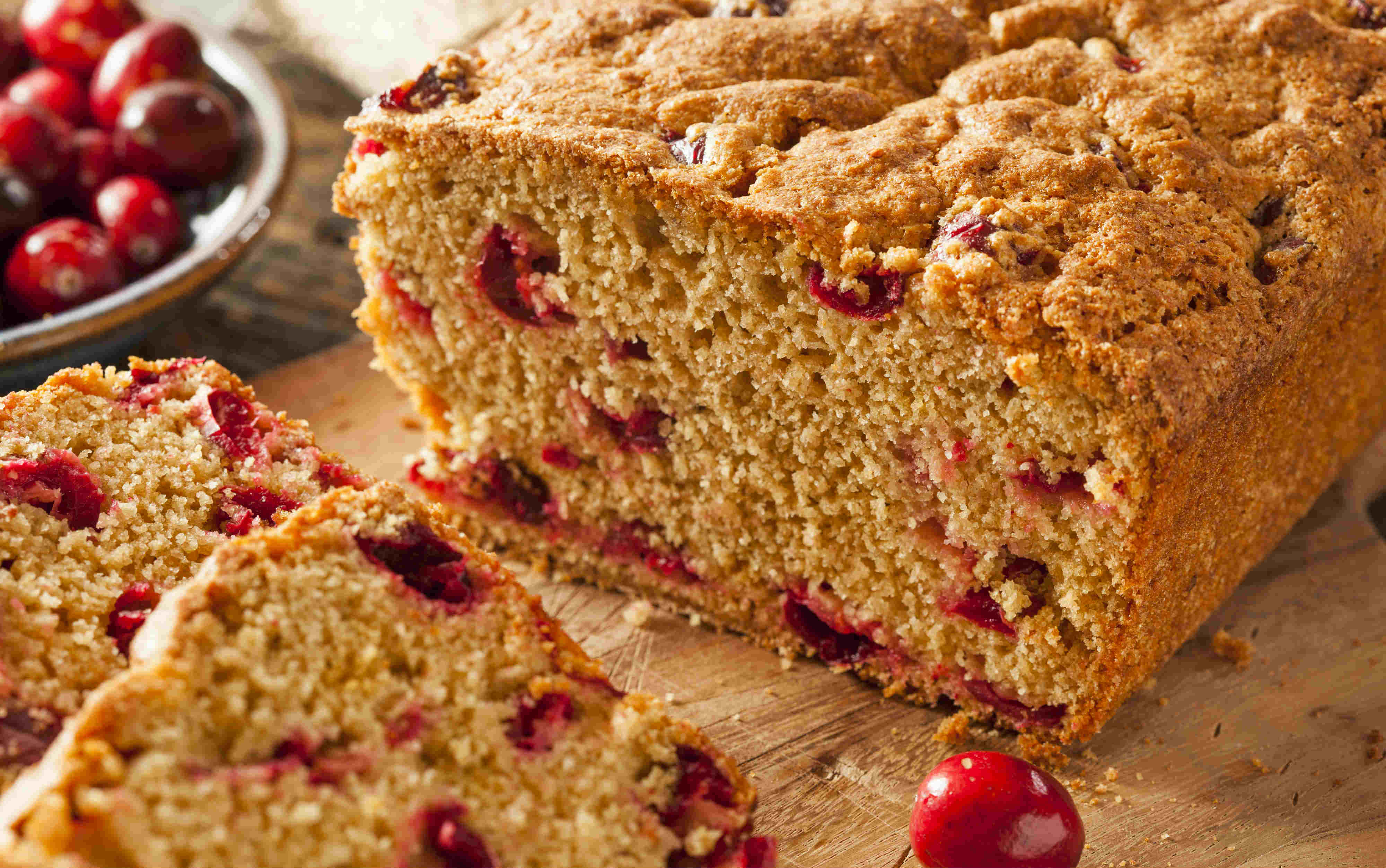 A loaf of cranberry bread