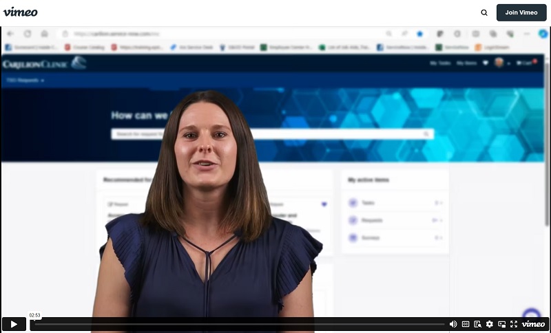 screenshot of employee center video