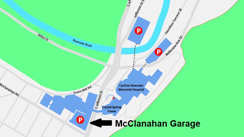 map showing McClanahan garage