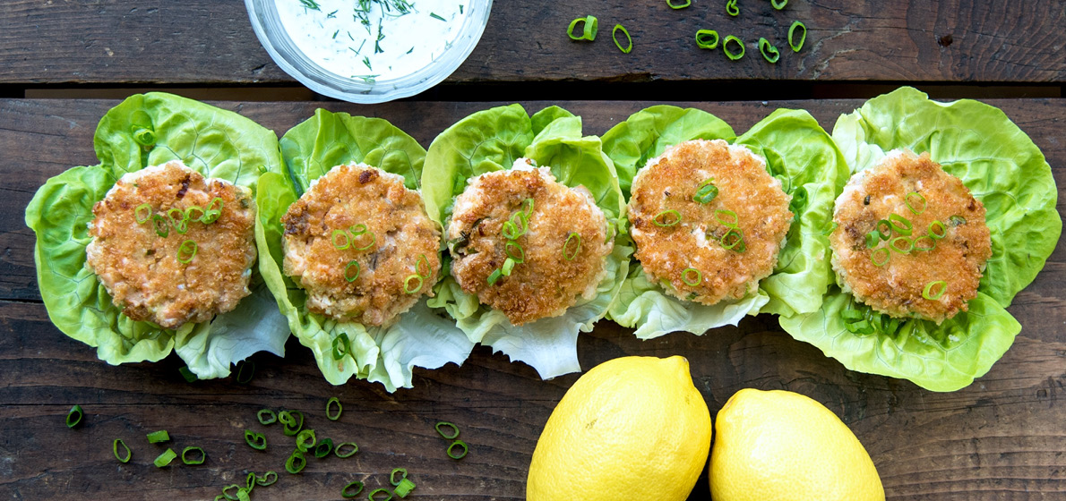 Salmon cakes with dill.