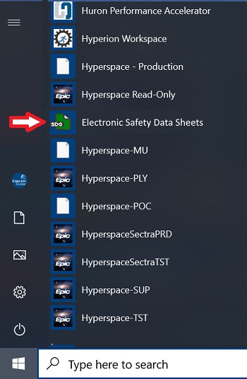SDS icon on Start menu