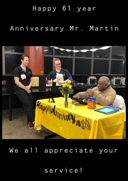 Members of Clinical Transport thanking Mr. Martin for his service to CRMH over the years.