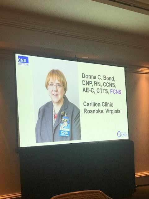 Slide of Donna at the induction dinner.