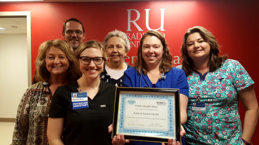 Picture left to right: Judith Cox NP, Thomas Knisely DO, Meredith Peters PA, Debbie Cline NP, Wendy Gilmore LPN, Kristina Williams LPN