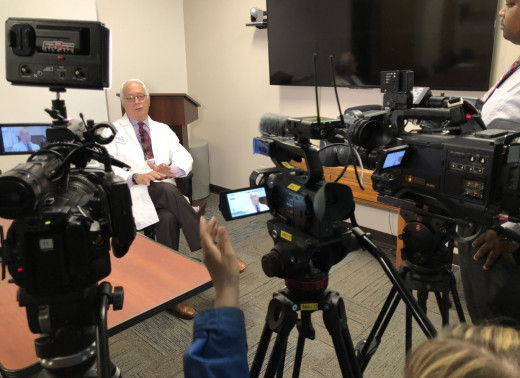Dr. Kerkering being interviewed by media