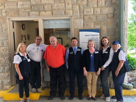 (Photo)NRV Team: (l to r) Susan Thomas (Customer Service, Nursing Services), Russell Simpkins (Valet Greeter), George Bethea (Valet Greeter), Jay Smith (Lead, Guest & Volunteer Services), Julia Dill (Manager, Guest Services & Volunteer), Taelor Williams (Guest Services Rep), Marge Marquis (Valet Greeter)  Not pictured: Ed Gravley (Valet Greeter)
