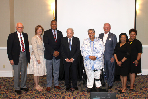 Dr. Bishop with the current Jefferson College of Health Sciences Board of Directors, including (left to right) Mr. Joseph Wright, Ms. Jeanne Armentrout, Mr. William Reid, Ms. Brenda Hale, Mr. Stephen Musselwhite, Dr. Maxine Lee and Ms. Patice Holland. (Not pictured: Ms. Ellen Wade, Dr. David Gring, Mr. Keith Helmer, Mr. G. Robert Vaughan, Jr. and Ms. Lori Viar, ‘99.)