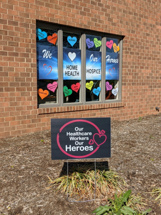 Several windows have been decorated at our Randolph Street Home Care location to honor our Home Health and Hospice Heroes serving the New River Valley during COVID-19.