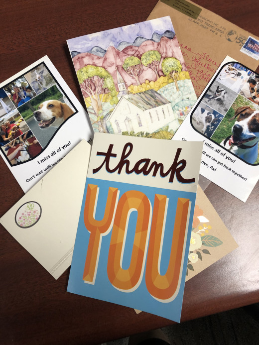 Some of the cards that Carilion volunteers have mail to show their support to staff.