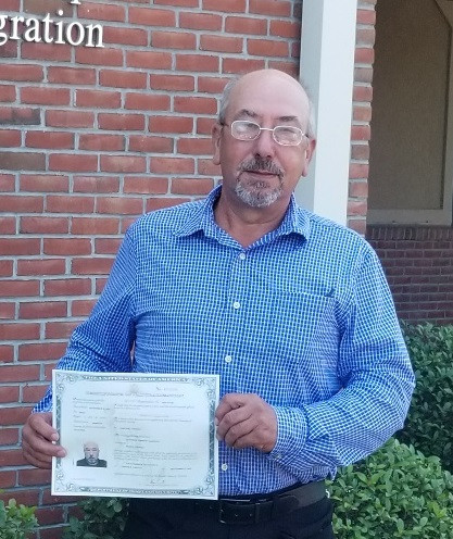 George after being sworn in as a United States citizen