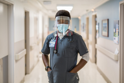 A nurse in PPE