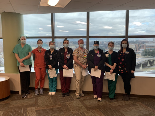 9SICU along with Respiratory Therapy recognized for their efforts in a recent DCD case that lead to a successful transplantation of a heart. 