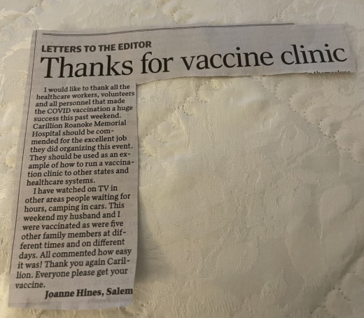 Thanks for vaccine clinic news clipping
