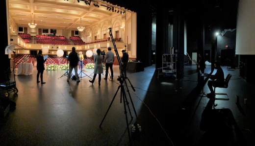 A behind-the-scenes look at video production on the Shaftman Hall stage at the Jefferson Center.