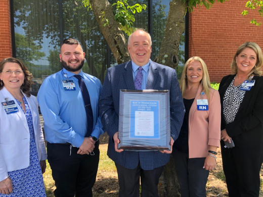 Nursing representatives from Carilion at the luncheon were (left to right) Colette Carver, D.N.P., Cody Peery, R.N., Stephen Lovern, D.N.P., Becca Bishop, R.N., Tracy McCown, R.N.