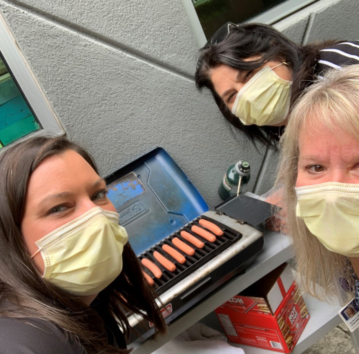 Cooking the hotdog!!