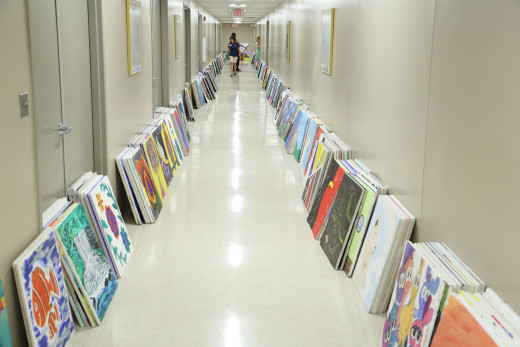 hallway with all of the tiles 