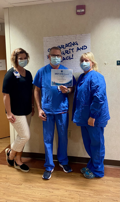 Left to Right in Photo:  Dixie Lewis, CRBH Quality Director; TL Cash CRBH ED LPN; Tracy Higgins CRBH ED Nursing Director
