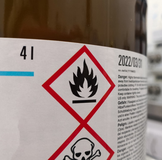 warning sign on hazardous material