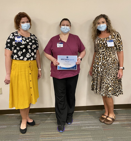 Left to Right in Photo:  Dixie Lewis, CRBH Quality Director; Karen Tomlin, Pharmacy Tech; Jessica Saville CRBH Pharmacy Manager