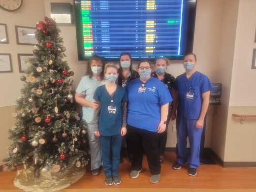 CGCH Med/Surg & SCU. Left to Right: Beverly Steffey, Brooklyn Weikle, Alea Millirons, Kim Nance, Ashley Allen, Dr. Ryan Martiniuk. 