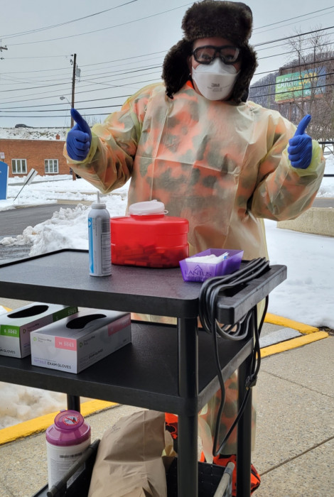Brandy, RN braving the winter weather for her patients 