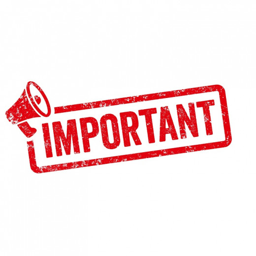 Megaphone with the word "important" in red