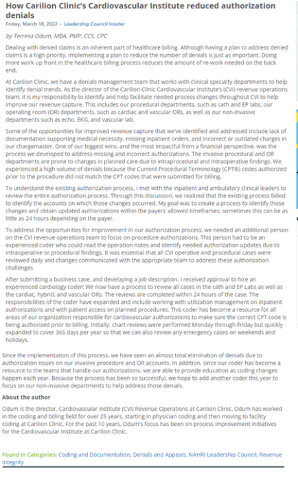 Article written by Terresa Odum, Director, CVI Revenue Operations