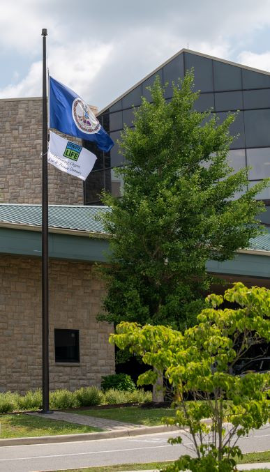 Donate Life Flag flying in front of CNRV