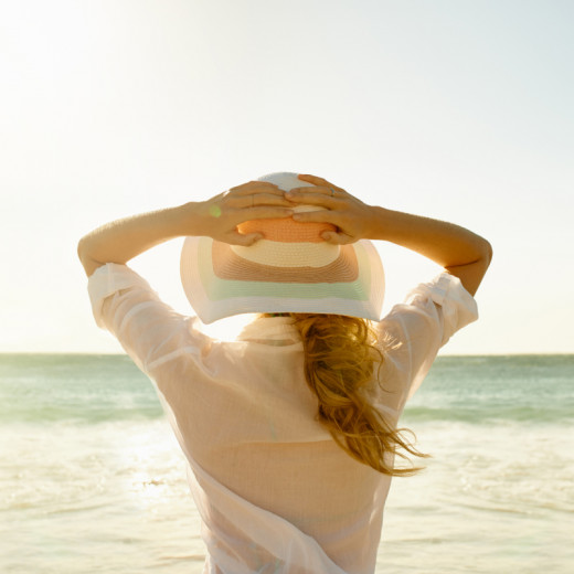 Woman looking at ocean