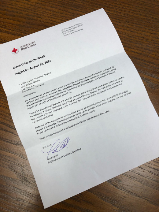 Letter from Regional Donor Services Executive
