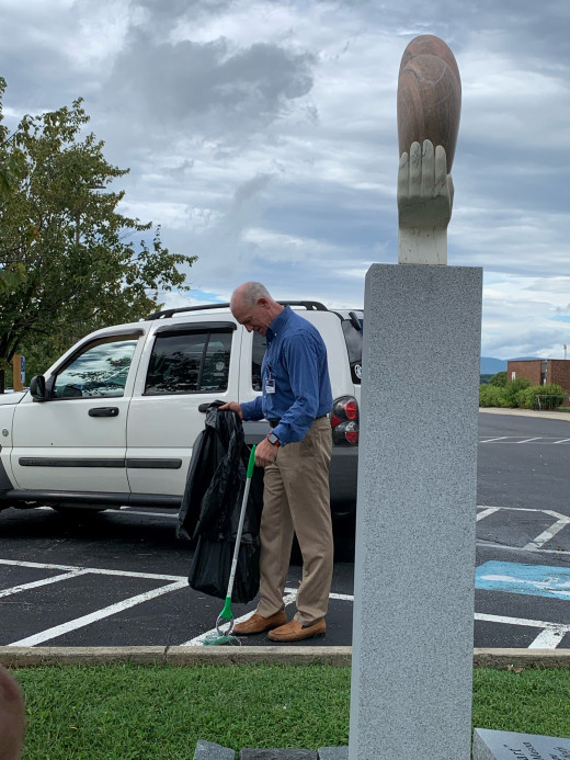 Picking up trash