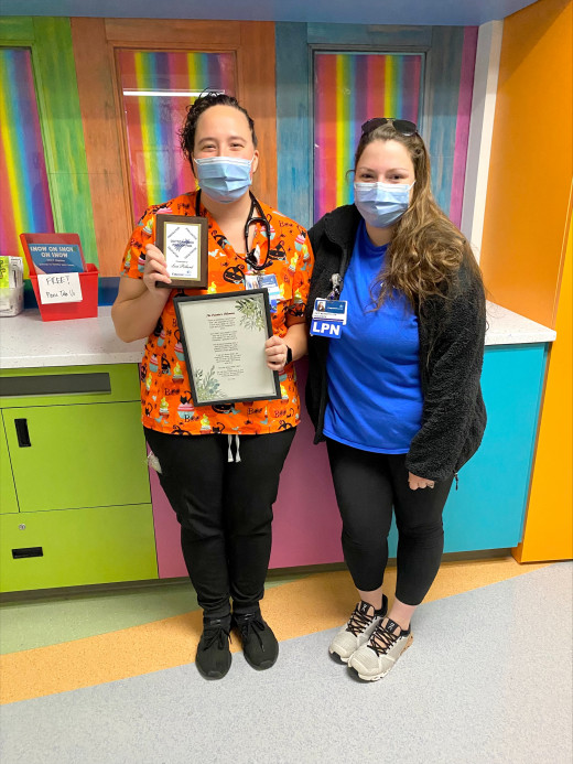Lexie Pollard with the Outstanding Preceptor Award and Kate Meredith