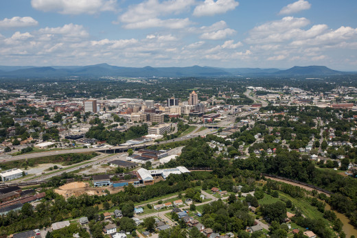Aerial view of downtown Roanoke