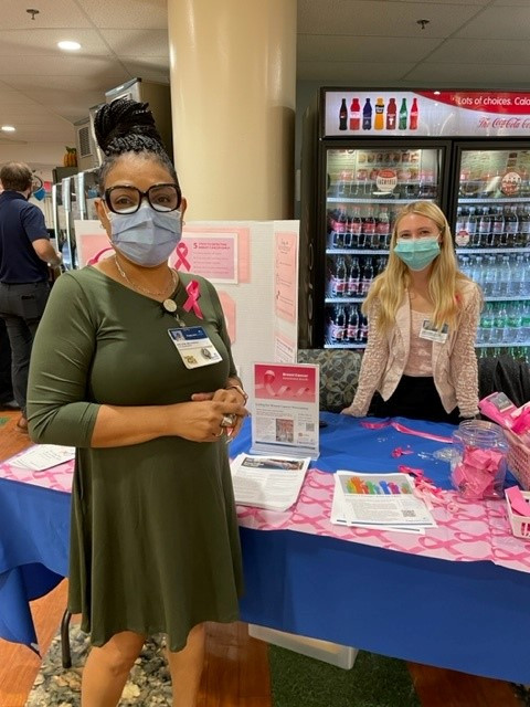 Breast cancer display at CRMH's Mountain View Cafe