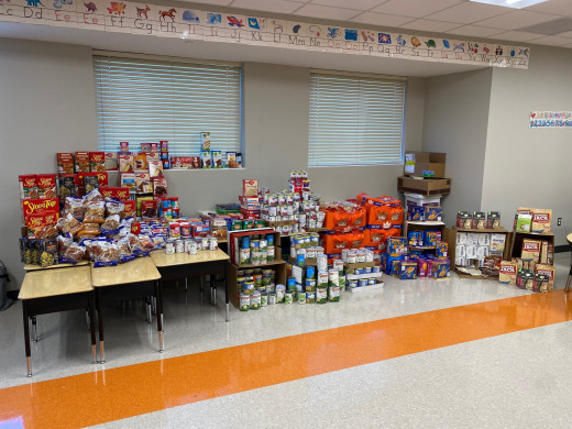 Photo of the food products donated for Fallon Park families
