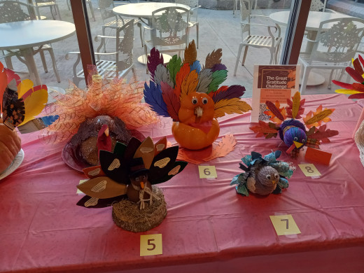 Turkeys on display.