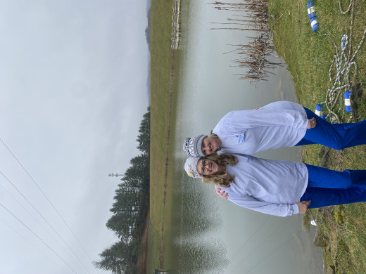 Jenifer Duty and Terri Brewster prepare for the Polar Plunge.