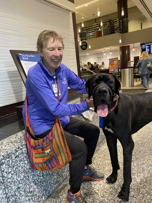 Linda with Marshall the Great Dane