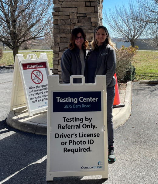 Heather Self and Ashley Cox at the Barn Road Testing Center