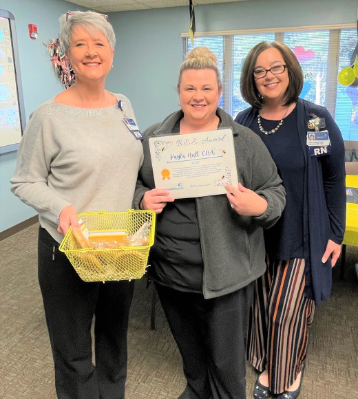 Renee Altizer, MSN, RN, Manager of Carilion Clinic Hospice/ Kayla Hull, CNA, Carilion Clinic Hospice/ Tracy Stewart, MSN, RN, Manager,  Carilion Clinic Home Care