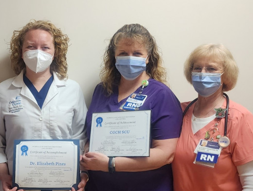 L to R:  Dr. Pines, Beverly Steffey, Nurse Manager,   Libby Woodyard, RN