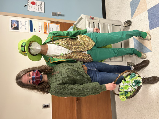 Roberta Smith PTA and her daughter dressed up for St. Patrick's Day.
