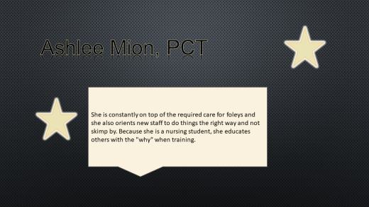 Individual recognized for their CAUTI reduction work