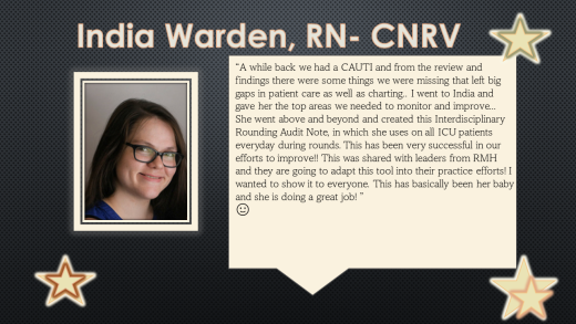 Individual recognized for their CAUTI reduction work