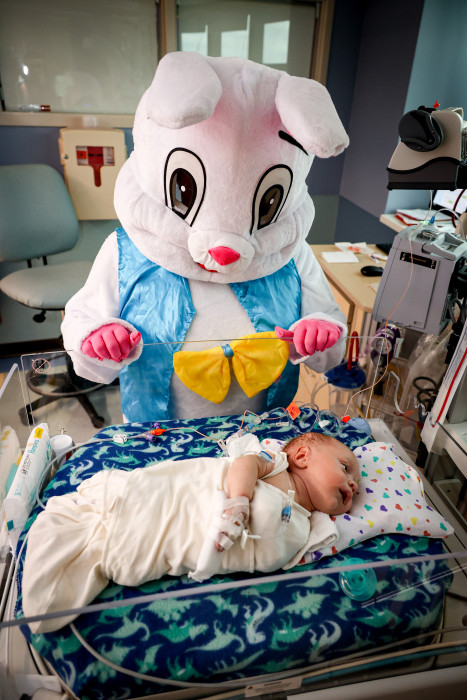 Easter Bunny with NICU patient